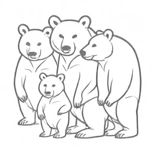 Three Bears Different Stationary Stances