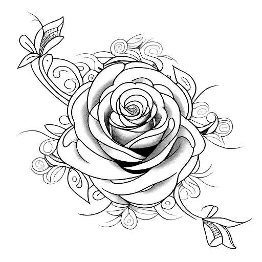 A Subtle Tattoo Of A Skeleton Flower Growing From A Crack In A Tombstone