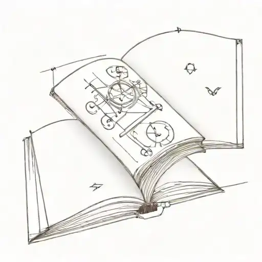 A Minimalist Tattoo Of An Open Book With Engineering Symbols Subtly Incorporated Into The Design