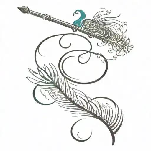 Flute With Peacock Feather And Sri Krishna Written In Bottom In Hindi