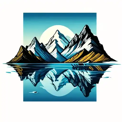 Water And Mountains Reflected