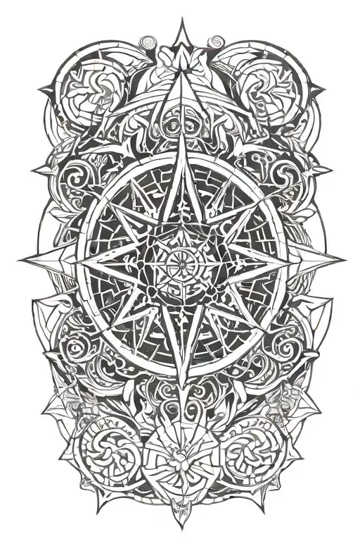 Golden Ratio Spiral Compass Rose Intertwined