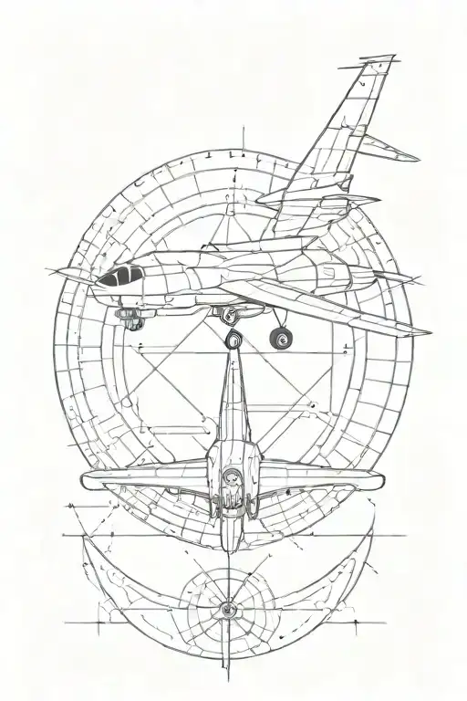 Fibonacci Sequence With Compass Design And Fighter Jet