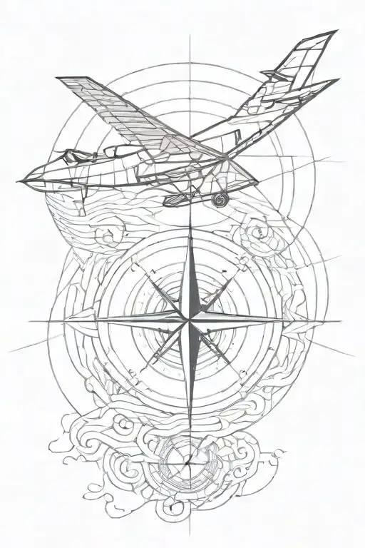 Golden Ratio Incorporating A Wave And A Compass Design And A Fighter Jet Silhouette