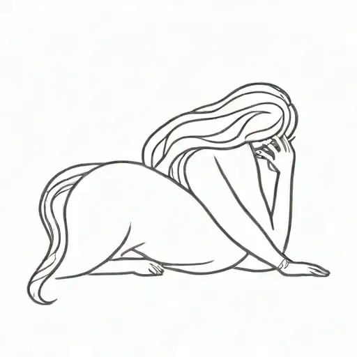 Woman With Long Curvy Hair Hugging Dog From The Back