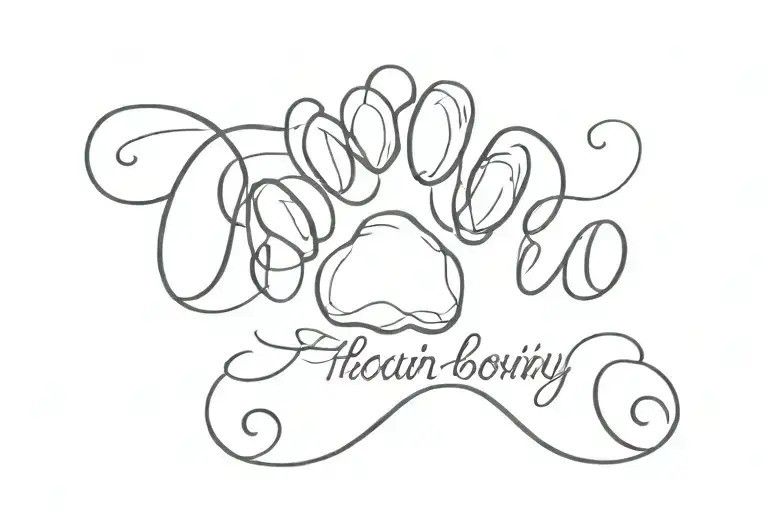 Simple Dainty Font Name With Line Art Paw