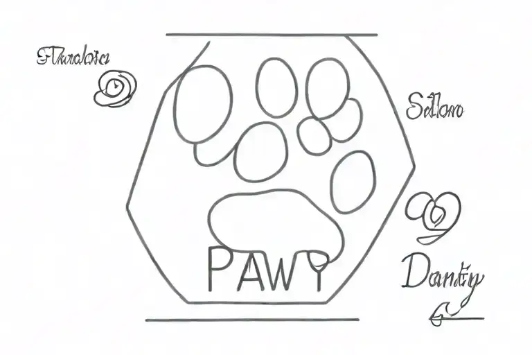 Simple Dainty Font Name With Line Art Paw