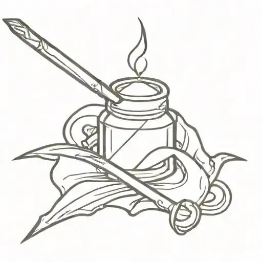 Inkwell Pen Tip With Sword Embedded Fingertip