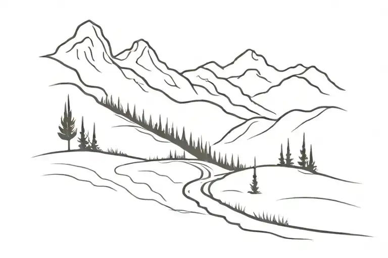 Country Road Leading To A Mountain