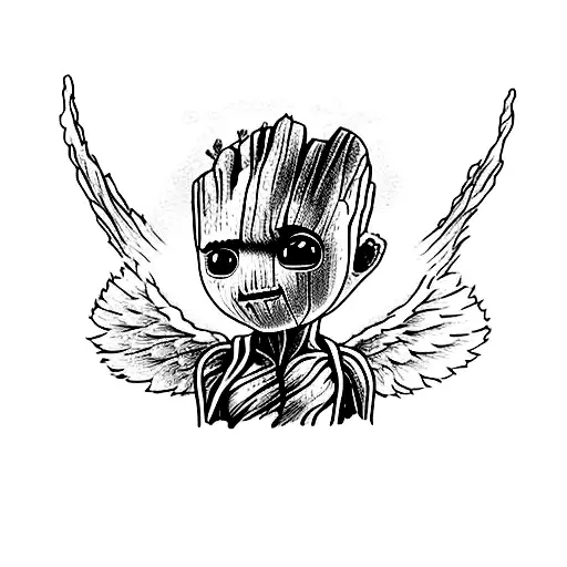 Baby Groot With Angel Wings And A Halo