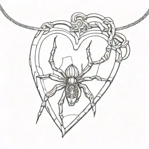 A Minimalist Heart Locket With A Spider Crawling Out Of It
