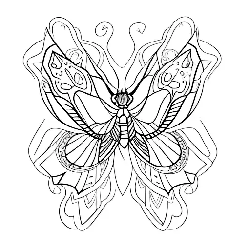 Half Black Inked Half Colorful Moth