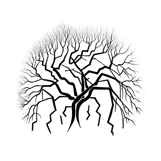 A Tree With Roots Reaching Deep Into The Ground And Branches Stretching Towards The Sky