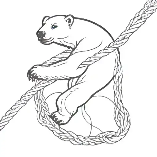 Polar Bear Rock Climbing Rope Attached