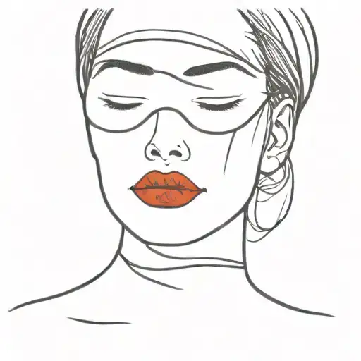 Woman With Red Lipstick And A Black Blindfold Covering Her Eyes
