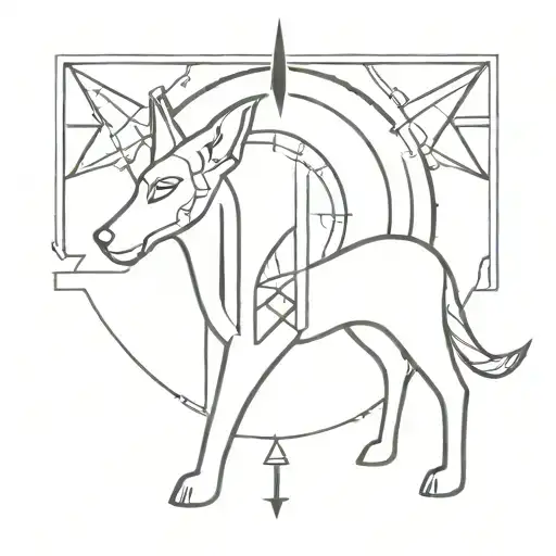 Anubis And Illuminati Consisting A Compass