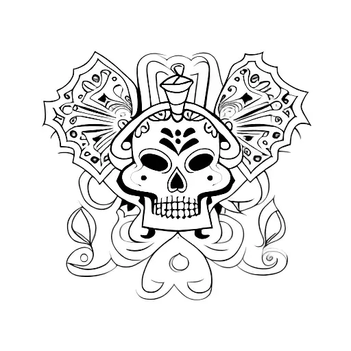 A Day Of The Dead Inspired Tattoo Of A Latin Music Scene With Stippling Effects