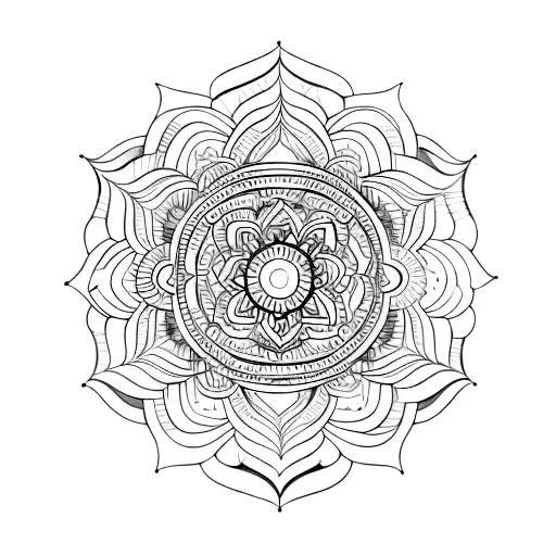 A Mandala Design Incorporating Elements From Different Foreign Languages