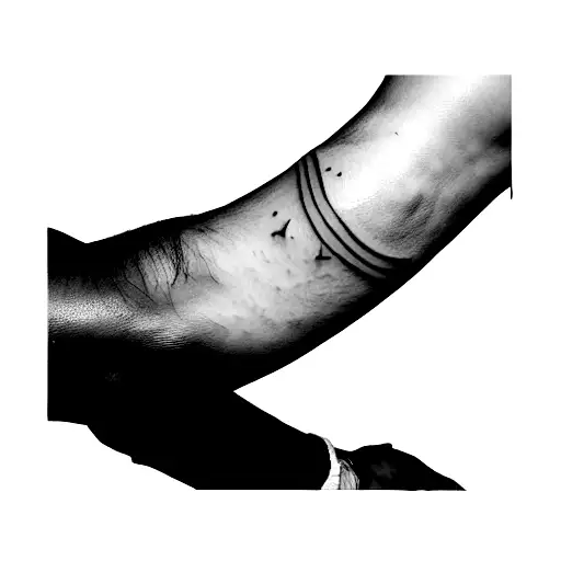 Black Arm Lines With The Name Iker And Josefina