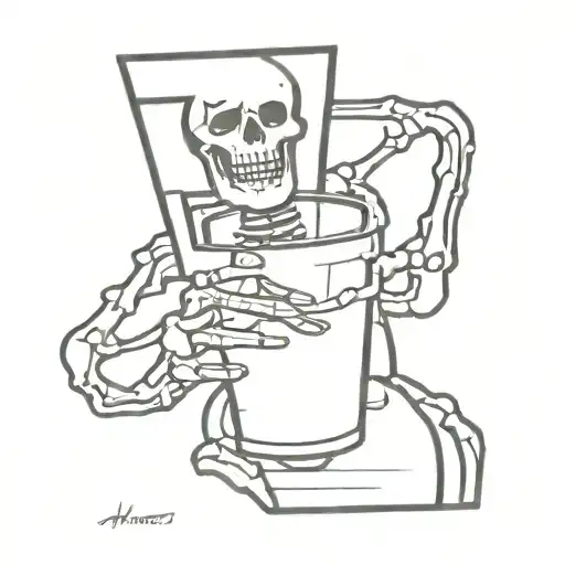 Skeleton Holding A Plastic Cup