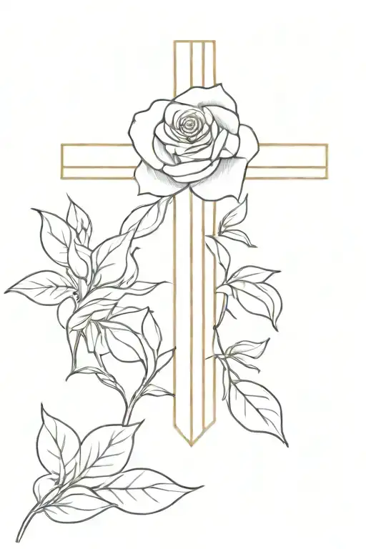 Minimalist Cross With A Subtle Rose Element