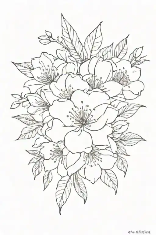 Birth Flower Bouquet Fine Line