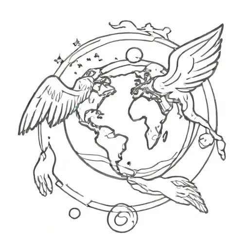 2 Angels Touch Earth Globe