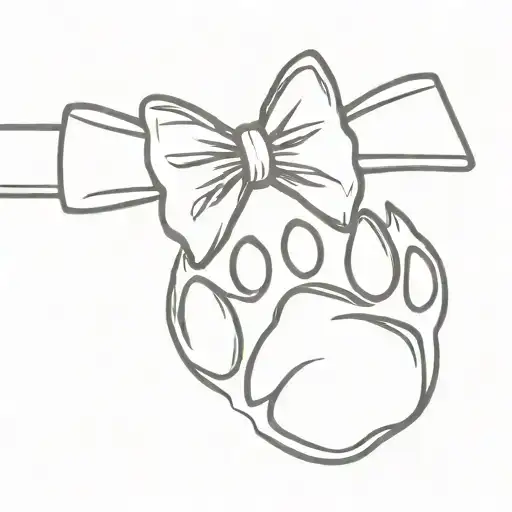 Cat Paw Print With Bow Tie