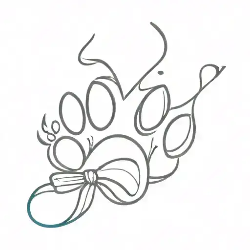 Cat Paw Print With Bow Tie