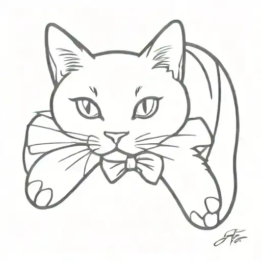 Cat Paw Print With Bow Tie