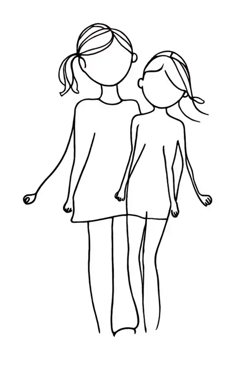 Minimalist Familly 2 Kids Girl And Boy