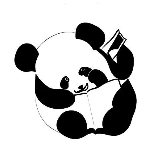 Cute Panda Reading A Book