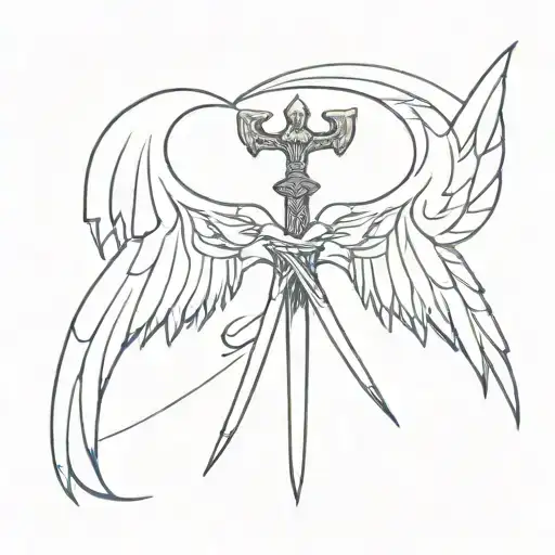 Angel Wings With A Sword In The Middle