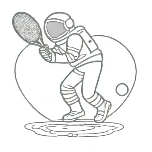 Astronaut Plays Tennis Racket