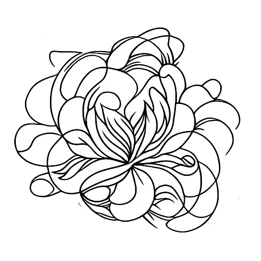 Flower Sakura On Side Of Crescent Moon Wind Blowing Petals