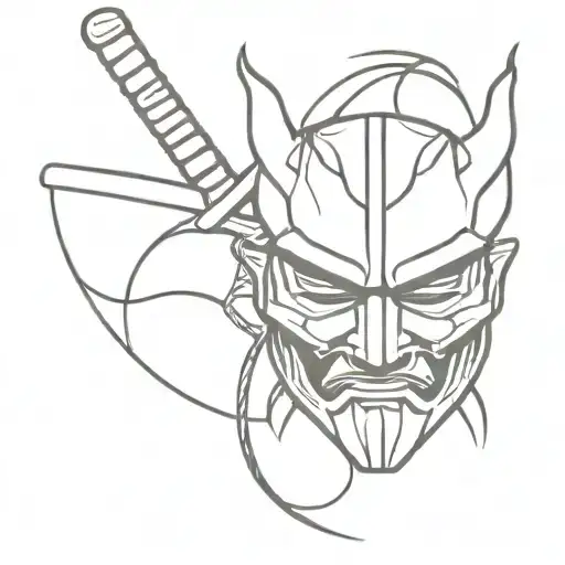 Samurai Mask With Katana Sword