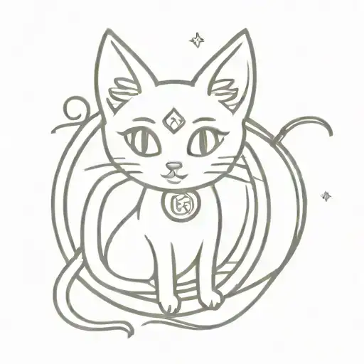 Sailor Moon Inspired Billing Symbol With A Minimalist Cat Silhouette