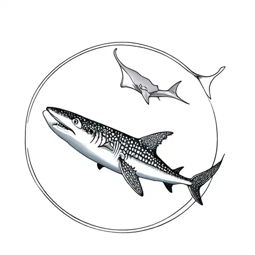 Whale Shark And Manta Ray Swimming In A Circle