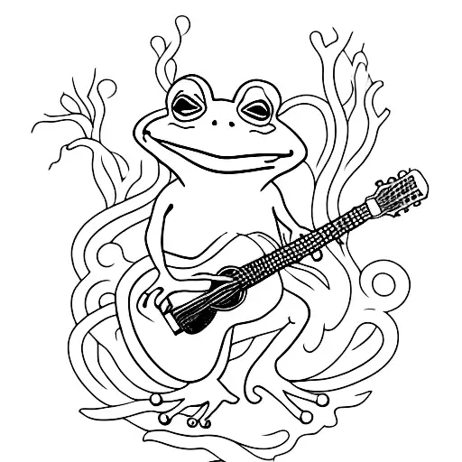 A Minimalist Tattoo Of A Frog Playing A Guitar