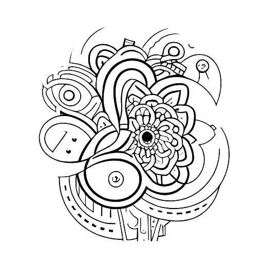 A Tattoo Of A Microphone Surrounded By Intricate Floral Patterns