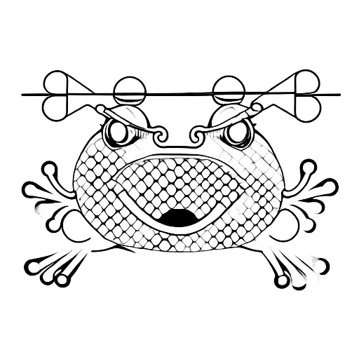 A Minimalist Tattoo Of A Frog Playing A Guitar