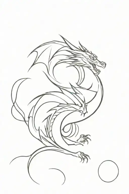 A Dragon Tattoo Full Body Flowy Design Combining Elements