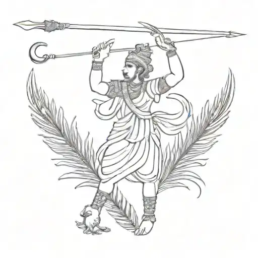 Loard Murugan Divine Javelin Spear With Peacock With Rooster
