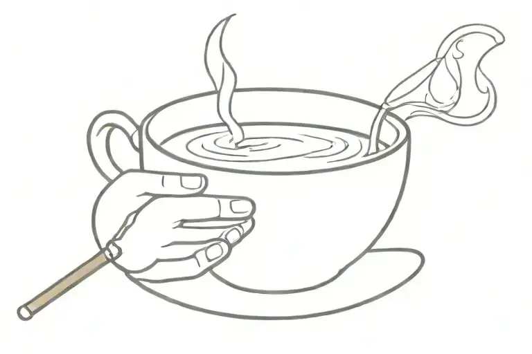 Coffee Cup And Cigarette Being Consumed