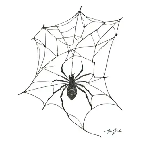 Spider Web And Butterfly Emerging