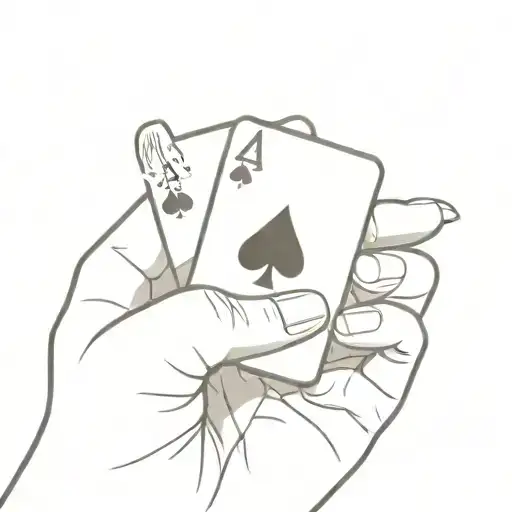 Hand Holding Ace Of Spades Playing Card In Between Fingers