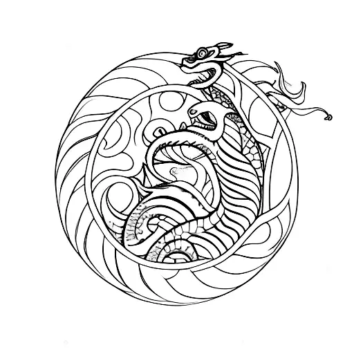 Sea Dragon Serpent In A Circle