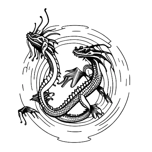 Sea Dragon Serpent In A Circle