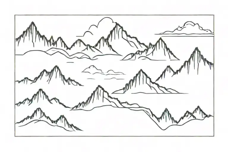 Landscape Mountain Range Five Peaks In A Row All A Part Of The Same Range