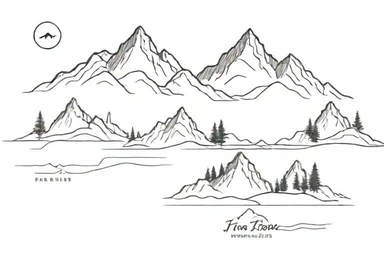 Landscape Mountain Range Five Peaks In A Row All A Part Of The Same Range